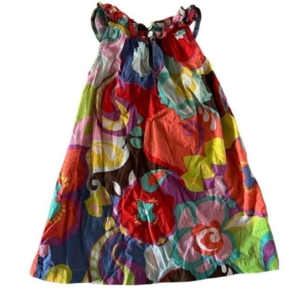 Old Navy Toddler Girls Multi-Color Psychedelic Floral Paisley Ruffle Dress 3T